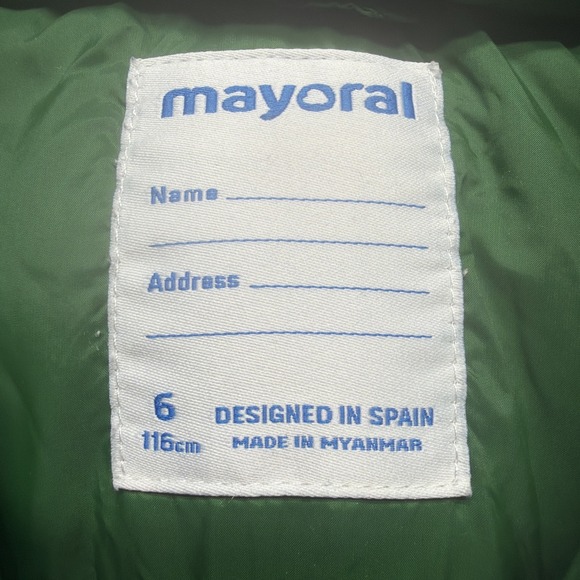 Mayoral Boys Green Hooded Puffer Jacket Size 6 Lightweight Winter Coat - Picture 2 of 9